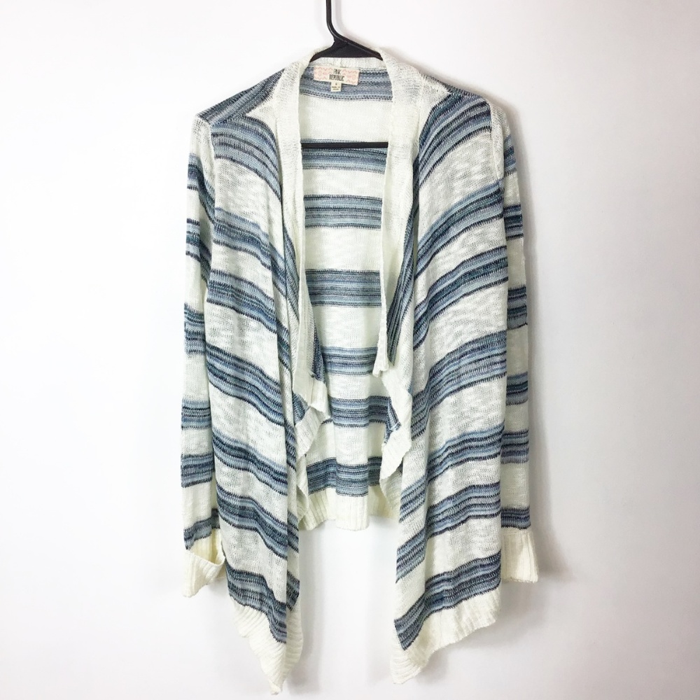 Pink Republic Cardigan‎ cream and blue Sweater Stripes Size Small